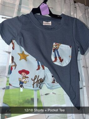 Boys Short Sleeve Pocket Tee + Shorts Set-Toy Story Print